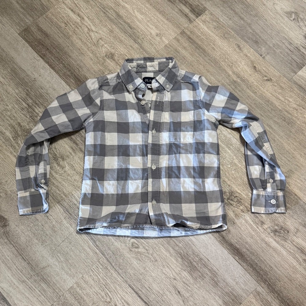 The Childrens Place Plaid Long Sleeve Button Down Shirt Size S 5/6